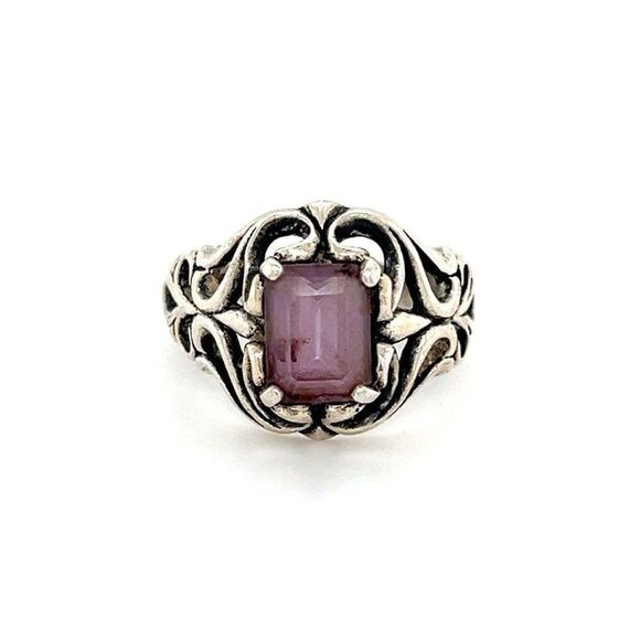 Women's Vintage Sterling Silver Pink Gem Ring - Picture 1 of 10